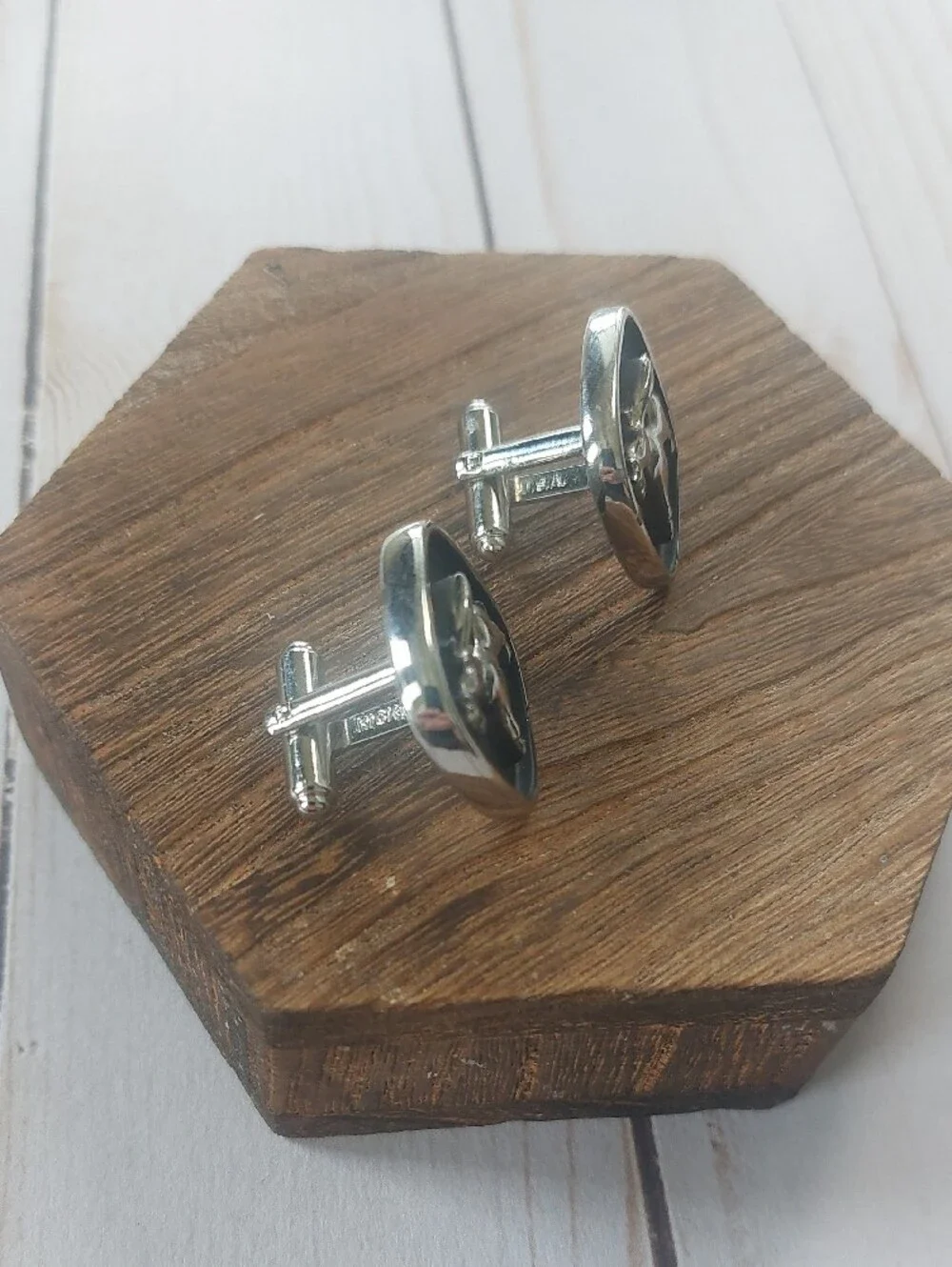 Silver-Tone Black Enamel Donkey Cufflinks